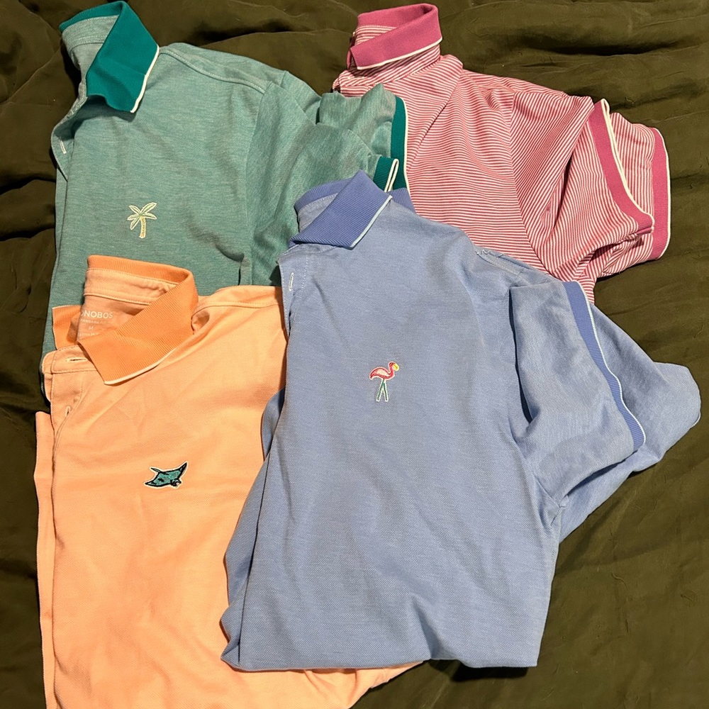 4 pack of Bonobos retro embroidered pique polos